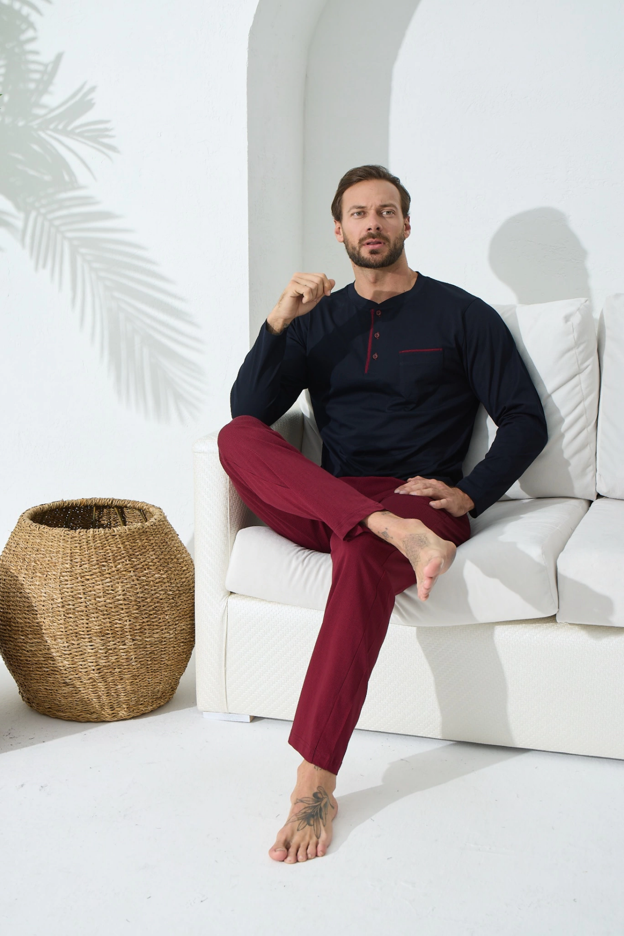 Kocabey 9221 Erkek Midi Yaka Pijama Takım