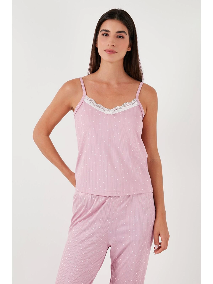 Estiva 25193 Kadın Puantiyeli Pegasus Sabahlıklı Pijama Takımı