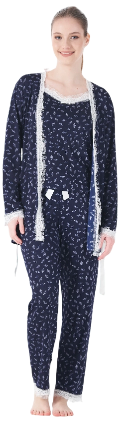 Estiva 25192 Kadın Desenli Pegasus Sabahlıklı Pijama Takımı
