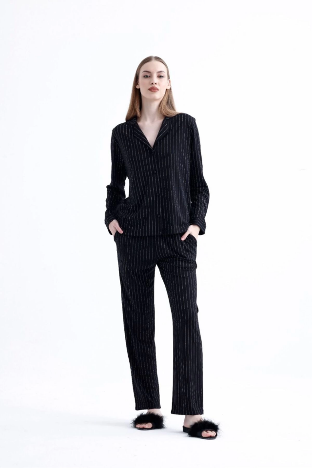 Espuar 775 Kadın Çizgili Penye Pijama Takımı