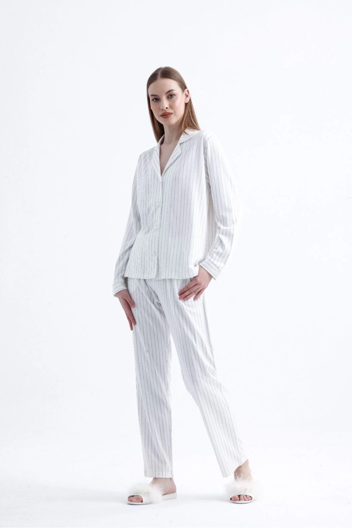 Espuar 775 Kadın Çizgili Penye Pijama Takımı