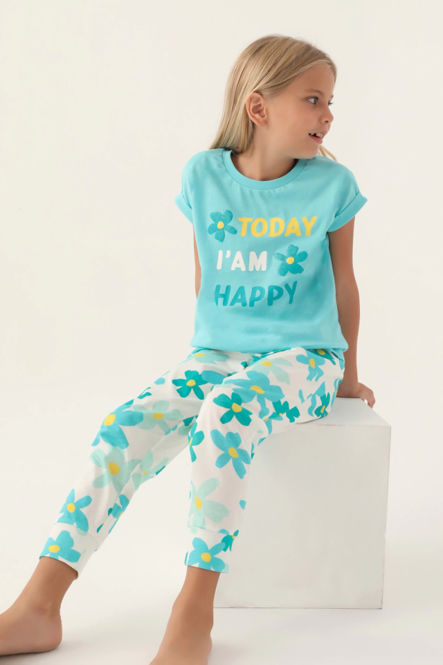 Roly Poly 3394-2 Çiçekli Kısa Kol Pijama Takım
