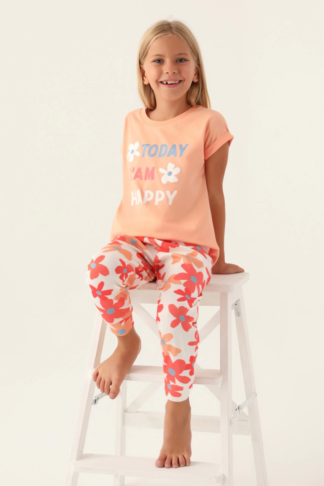 Roly Poly 3394-2 Çiçekli Kısa Kol Pijama Takım