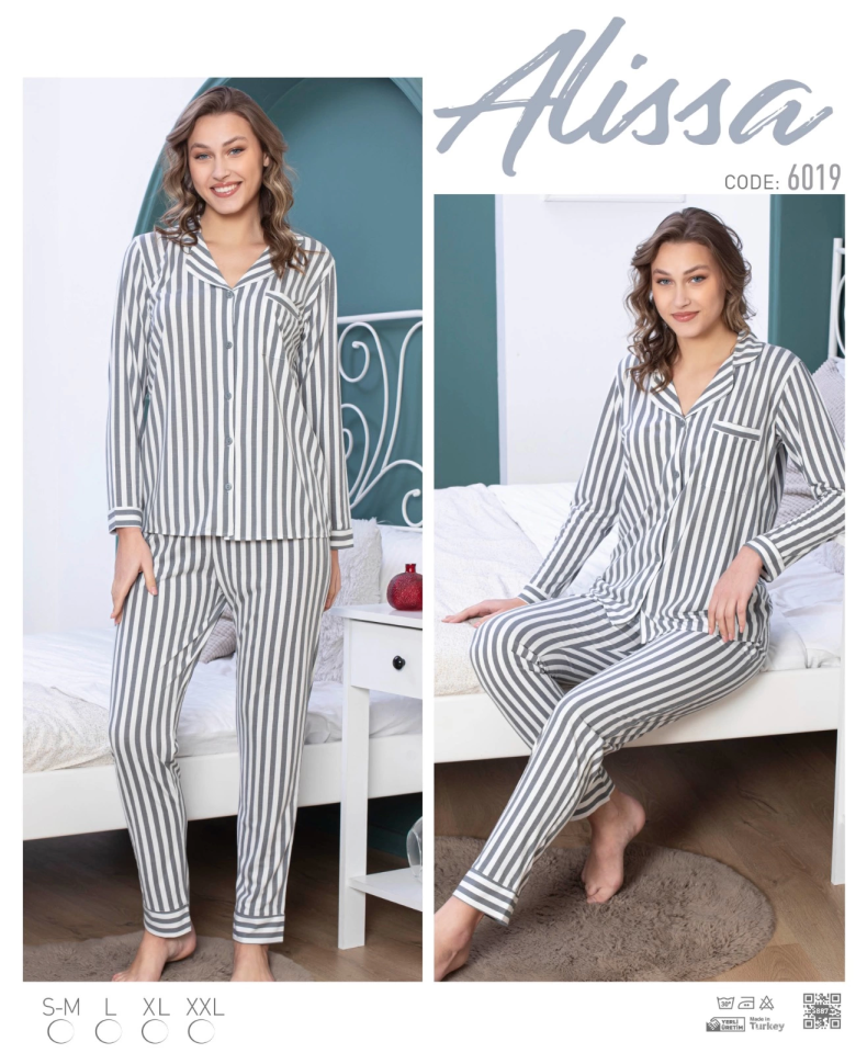 Alissa 6019 Kadın Uzun Kol Pijama Takımı