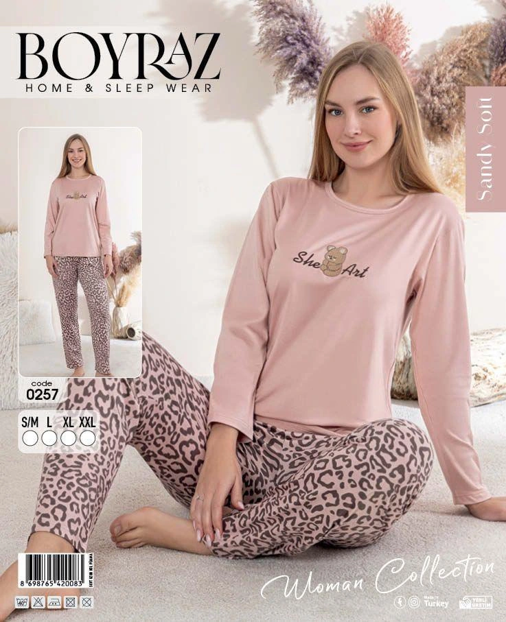 Boyraz 0257 Kadın Sandy Soft Uzun Kol Pijama Takımı