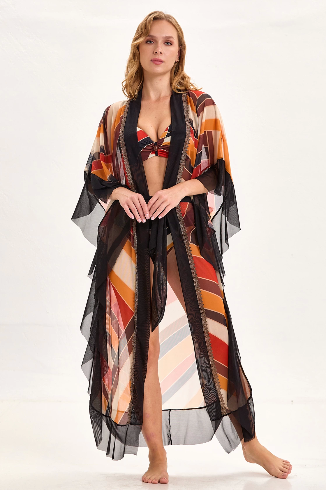 Argento 2153-2064 Kuşaklı Kaftan