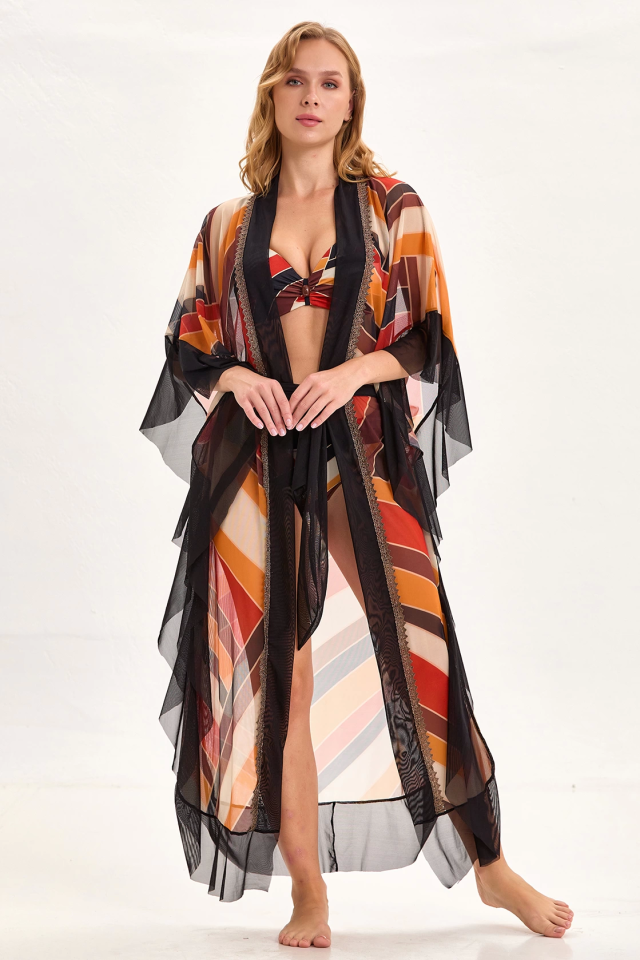 Argento 2153-2064 Kuşaklı Kaftan