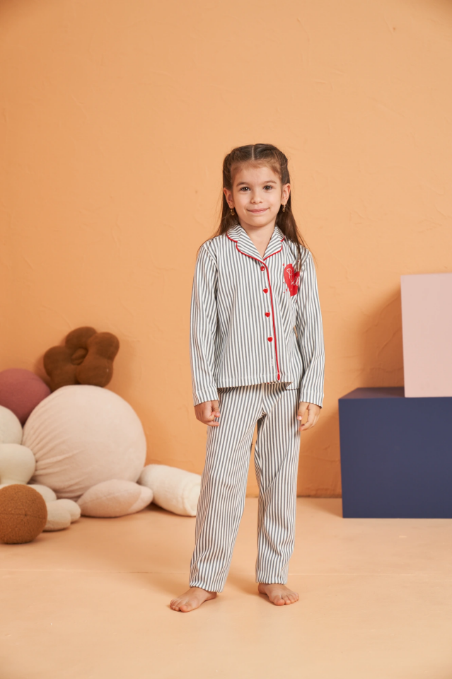 Pjs 28065 Çocuk Düğmeli Pijama Takım