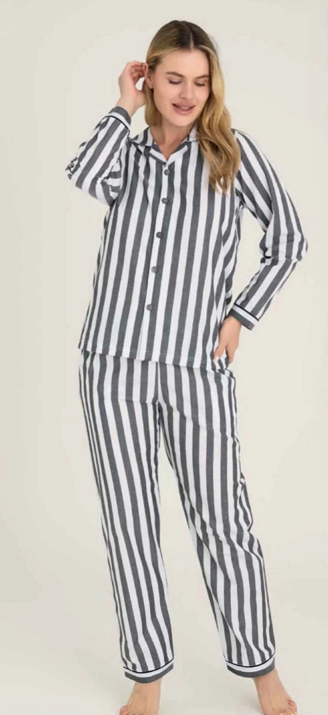 Freshness 4007 Kadın Uzun Kol Çizgili Gaffuriye Pijama Takımı