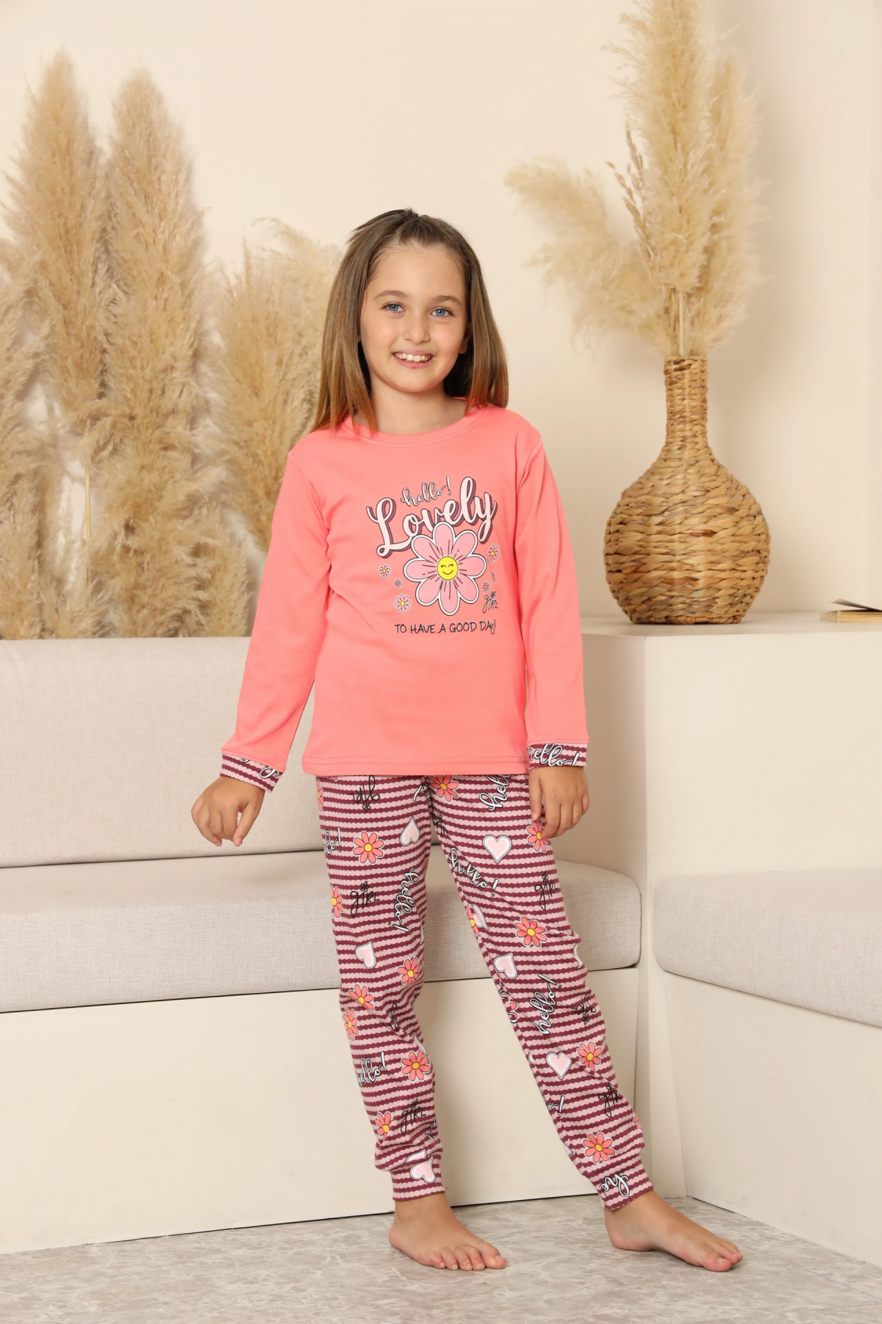 Kapitex 8219 Kız Çocuk Uzun Kol Pijama Takımı