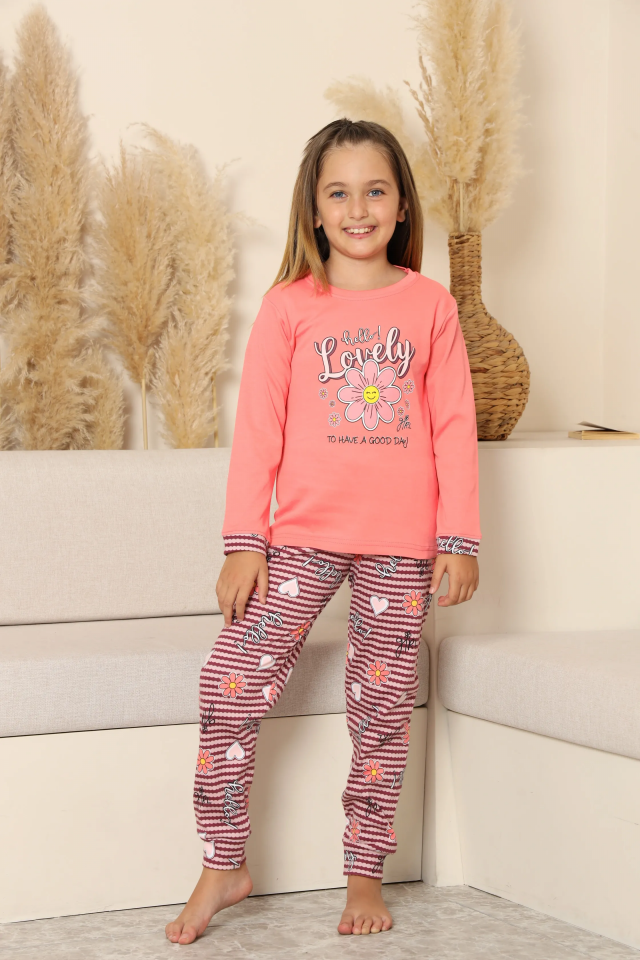 Kapitex 8219 Kız Çocuk Uzun Kol Pijama Takımı