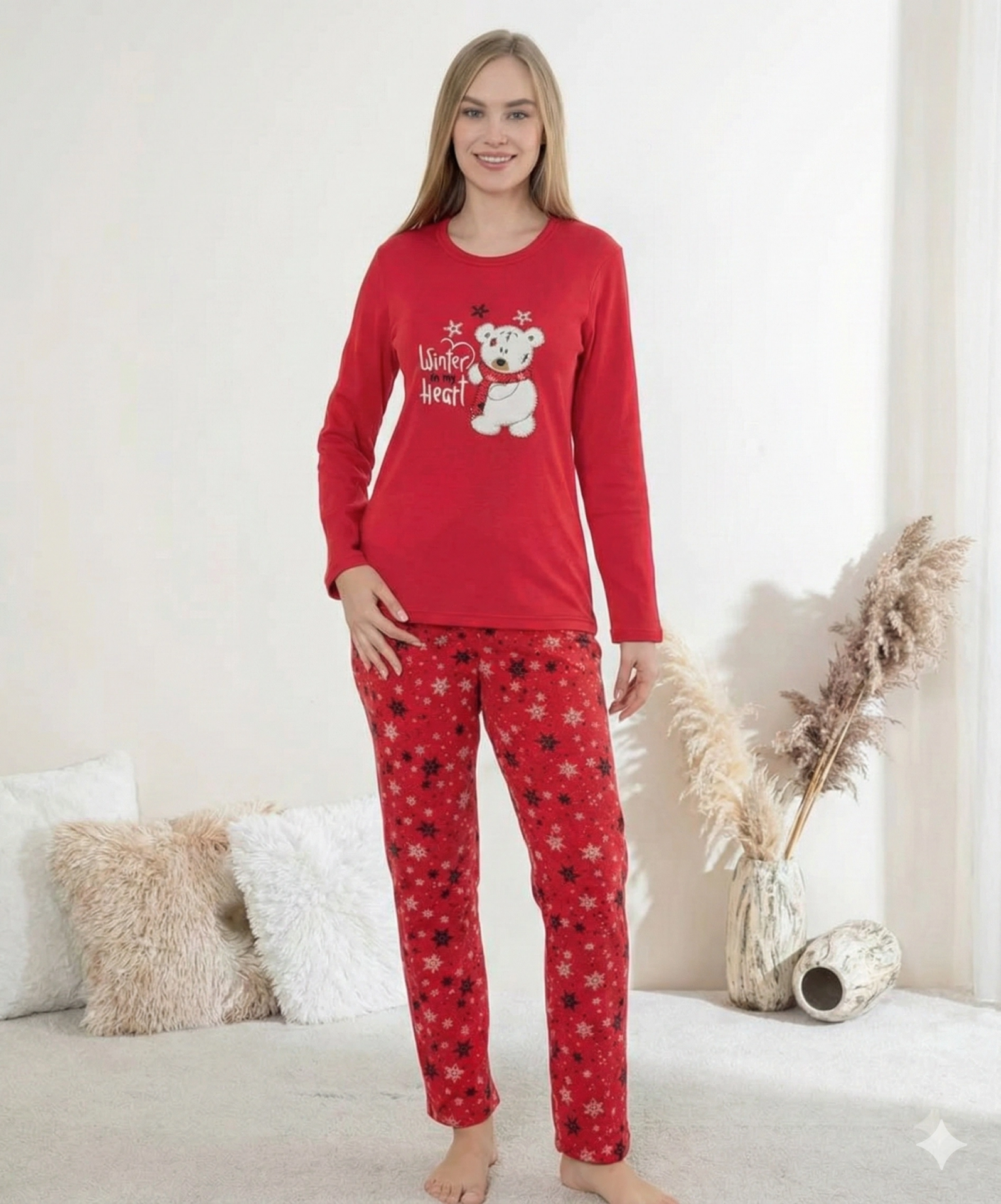 Boyraz 0414 Kadın Penye Uzun Kol Pijama Takımı