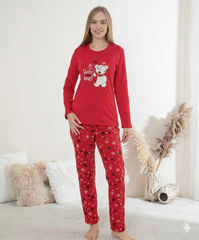 Boyraz 0414 Kadın Penye Uzun Kol Pijama Takımı