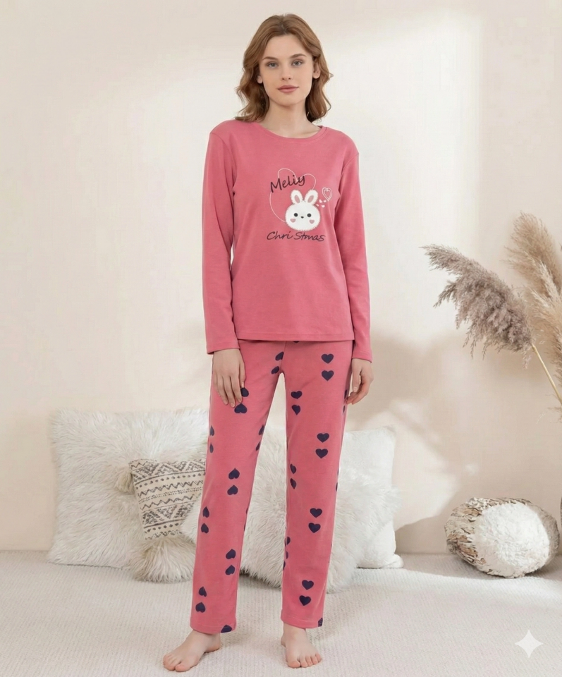 Boyraz 0353 Kadın Penye Uzun Kol Pijama Takımı