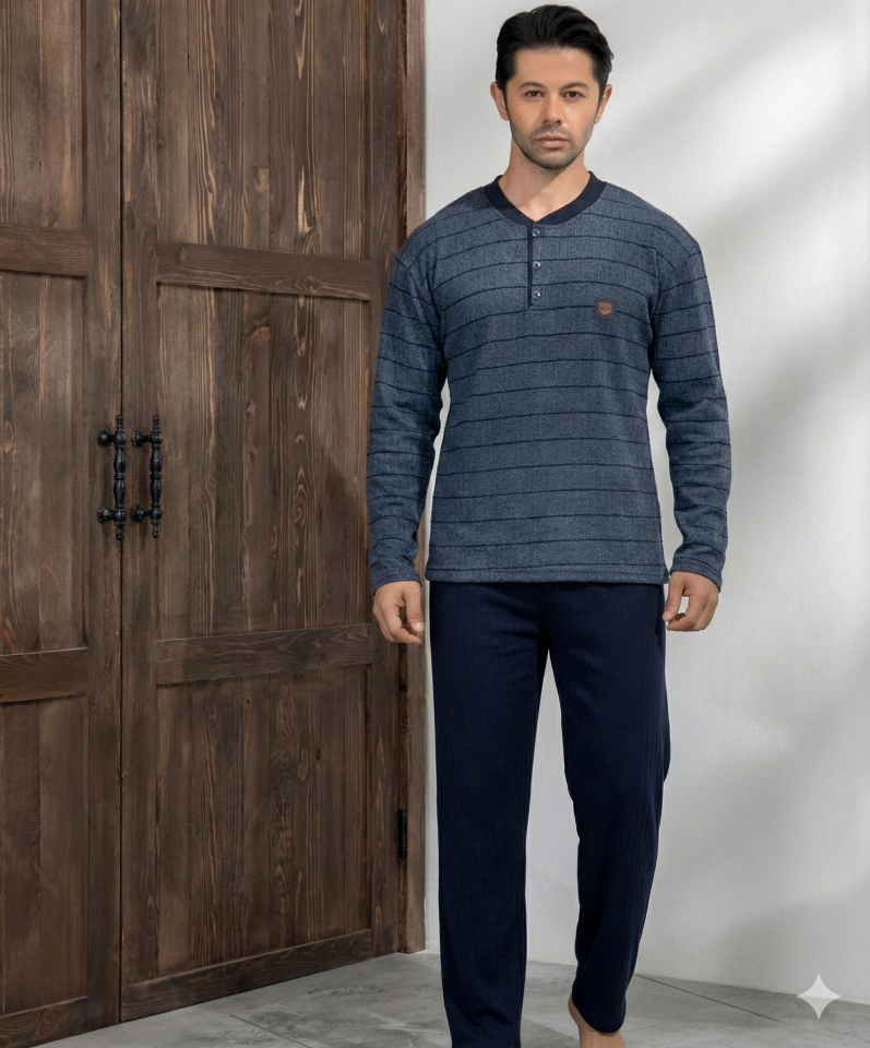 Boyraz 04032 Erkek Raporlu Uzun Kol Pijama Takımı