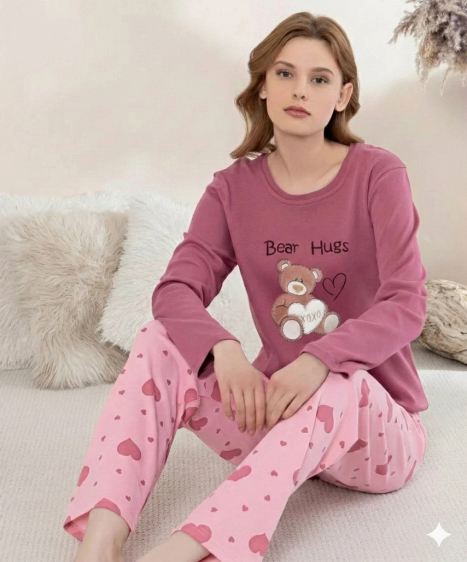 Boyraz 0354 Kadın Penye Uzun Kol Pijama Takımı