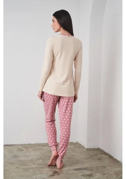 PJS 24503 Bayan Yazı Detaylı Pijama Takımı