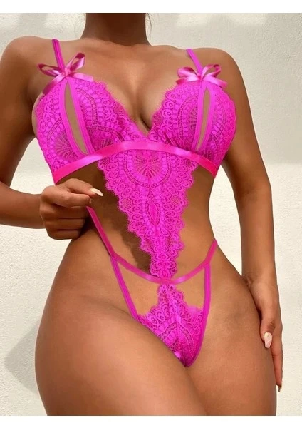 For Dreams 8457 Fantezi Dantelli Özel Bölgesi Açık Bodysuit