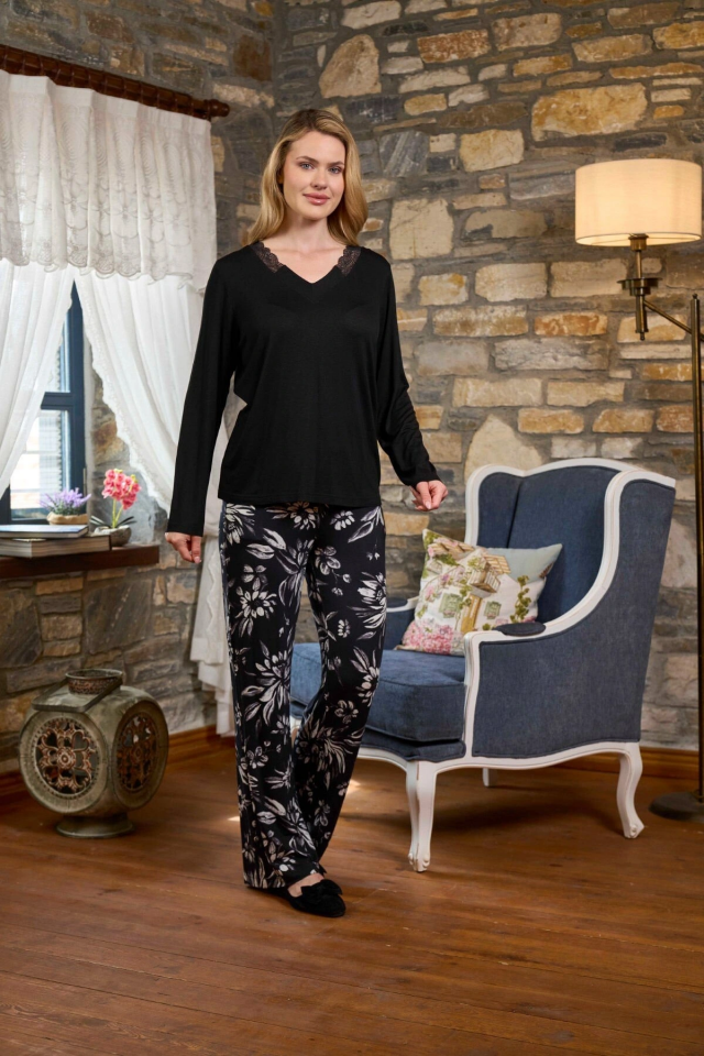 Aqua 26288 Dantel Detay Desenli Pijama Takımı