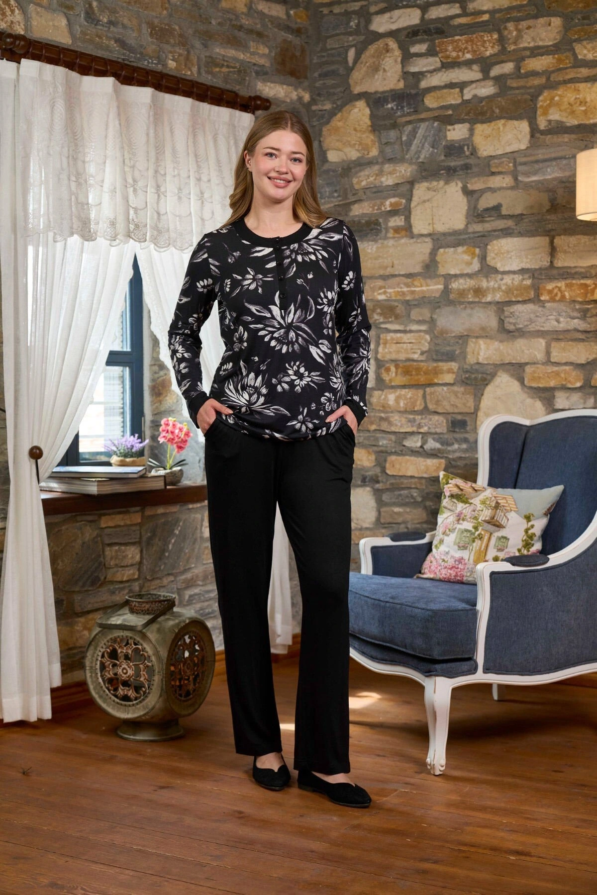 Aqua 26231 Desenli Uzun Kol Pijama Takımı