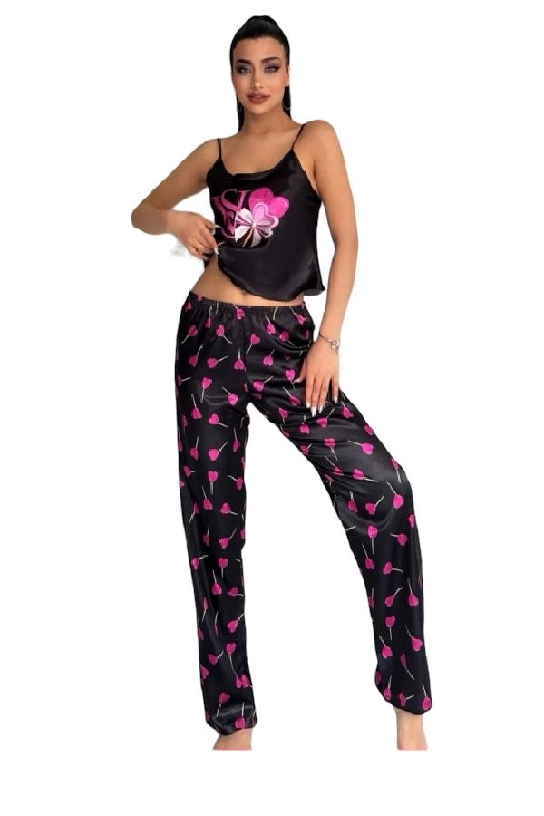 Victoria Secret 8005 Kadın Saten Askılı Pijama Takım