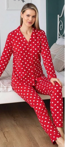 Freshness 201 Beyaz Kalpli Gömlek Yaka Uzun Kol Pijama