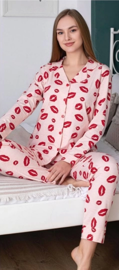 Freshness 205 Öpücüklü Patlı Uzun Kol Pijama Takımı
