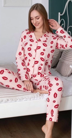 Freshness 205 Öpücüklü Patlı Uzun Kol Pijama Takımı