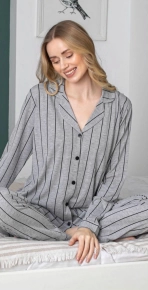 Freshness 200 Çizgili Patlı Gömlek Yaka Uzun Kol Pijama