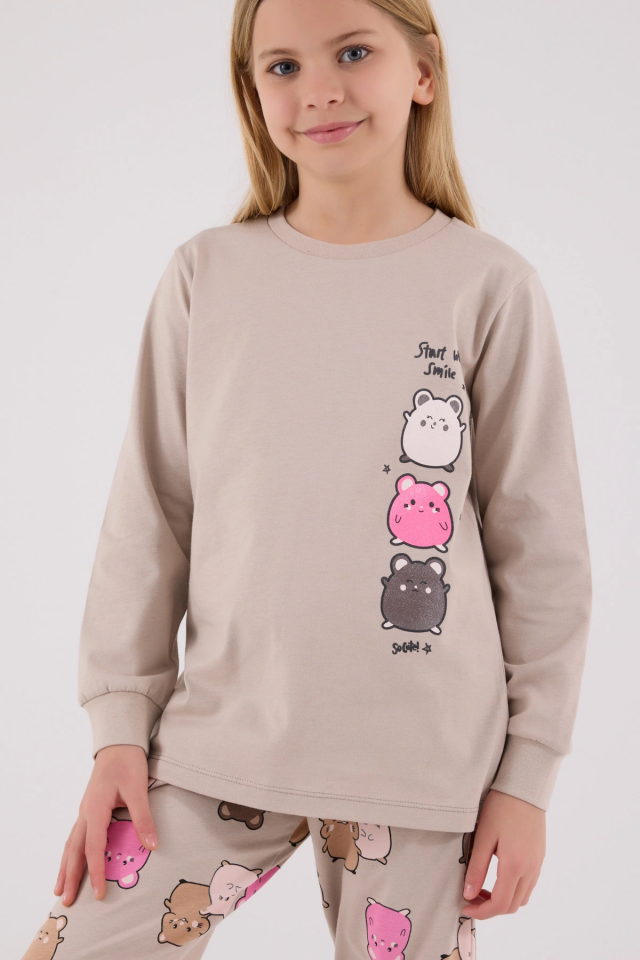 RolyPoly 3704-2 Kız Çocuk Uzun Kol Pijama Takım