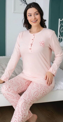 Freshness 207 Yarı Patlı Uzun Kol Pijama Takımı