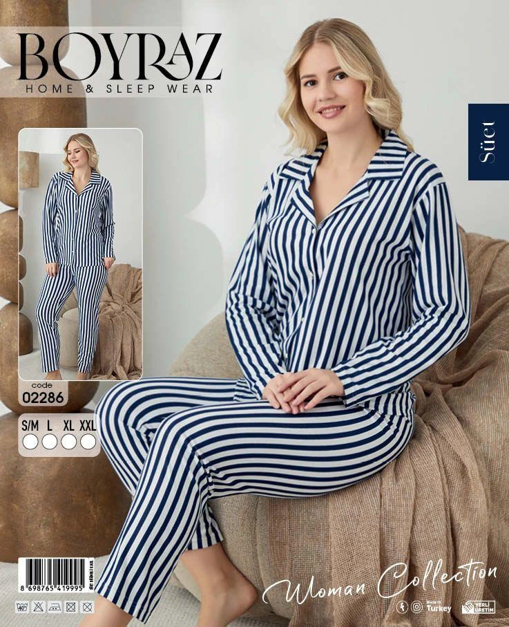 Boyraz 02286 Kadın Süet Uzun Kol Pijama Takımı