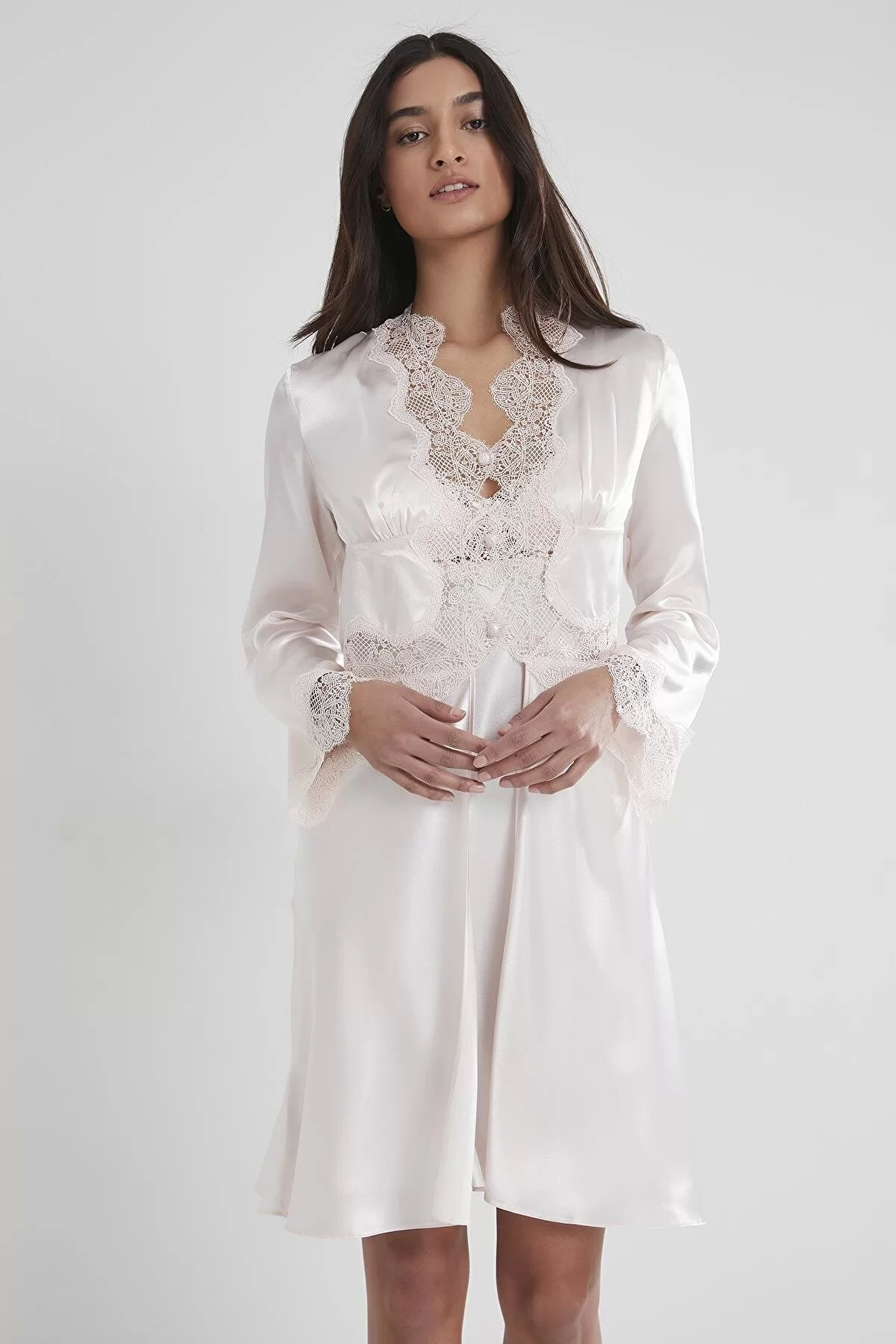 Pierre Cardin 6335 6'lı Saten Gecelik Sabahlık Takım