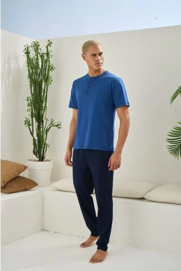 Kocabey 2207 Erkek Battal Midi Yaka Pijama Takım