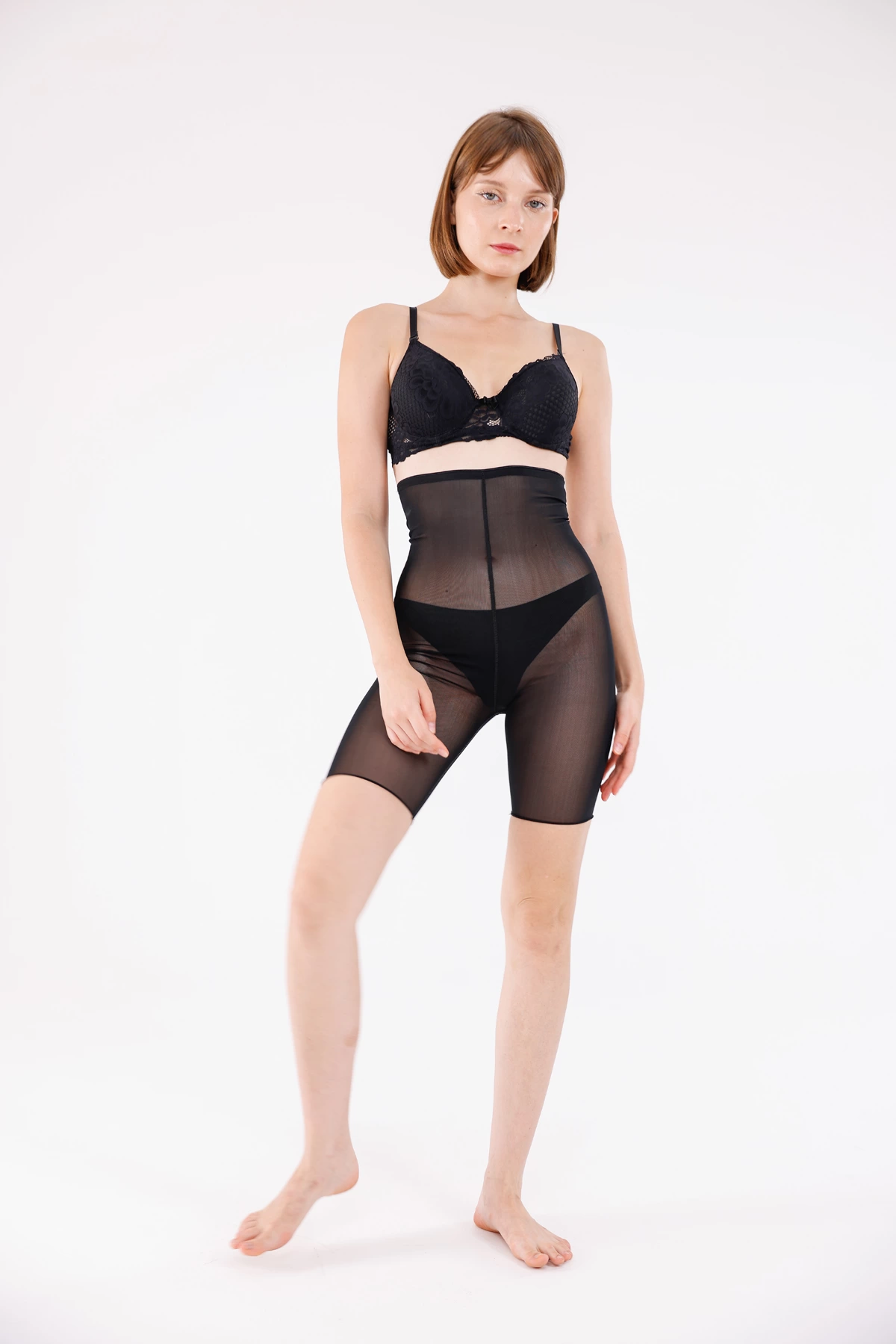 Freshness 0007 Lazer Kesim Tül Yüksek Bel Şort Korse