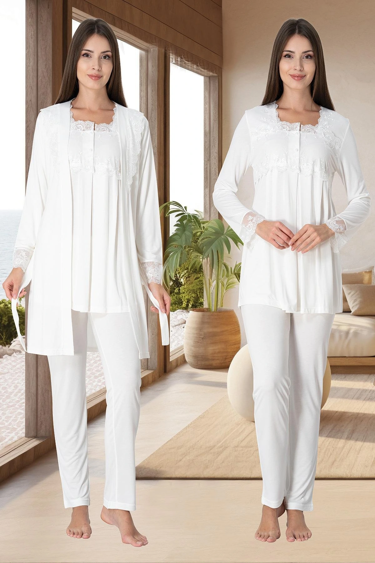Effortt 2401  Sabahlıklı Lohusa Pijama Takımı