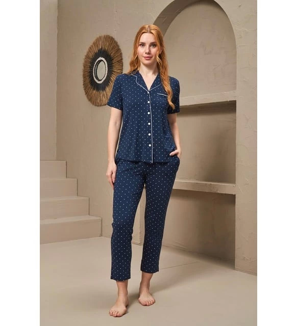 Pjs 25163 Bayan Kısa Kol Pijama Takımı