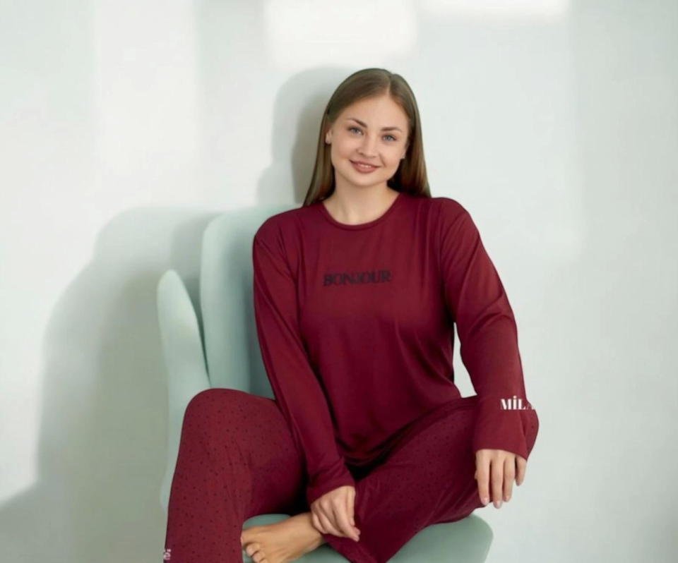 Mihra 50802 Kadın Battal Milan O Yaka Pijama Takımı