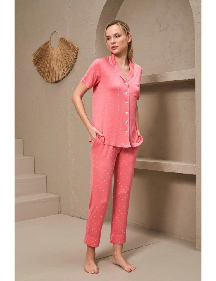 Pjs 25163 Bayan Kısa Kol Pijama Takımı