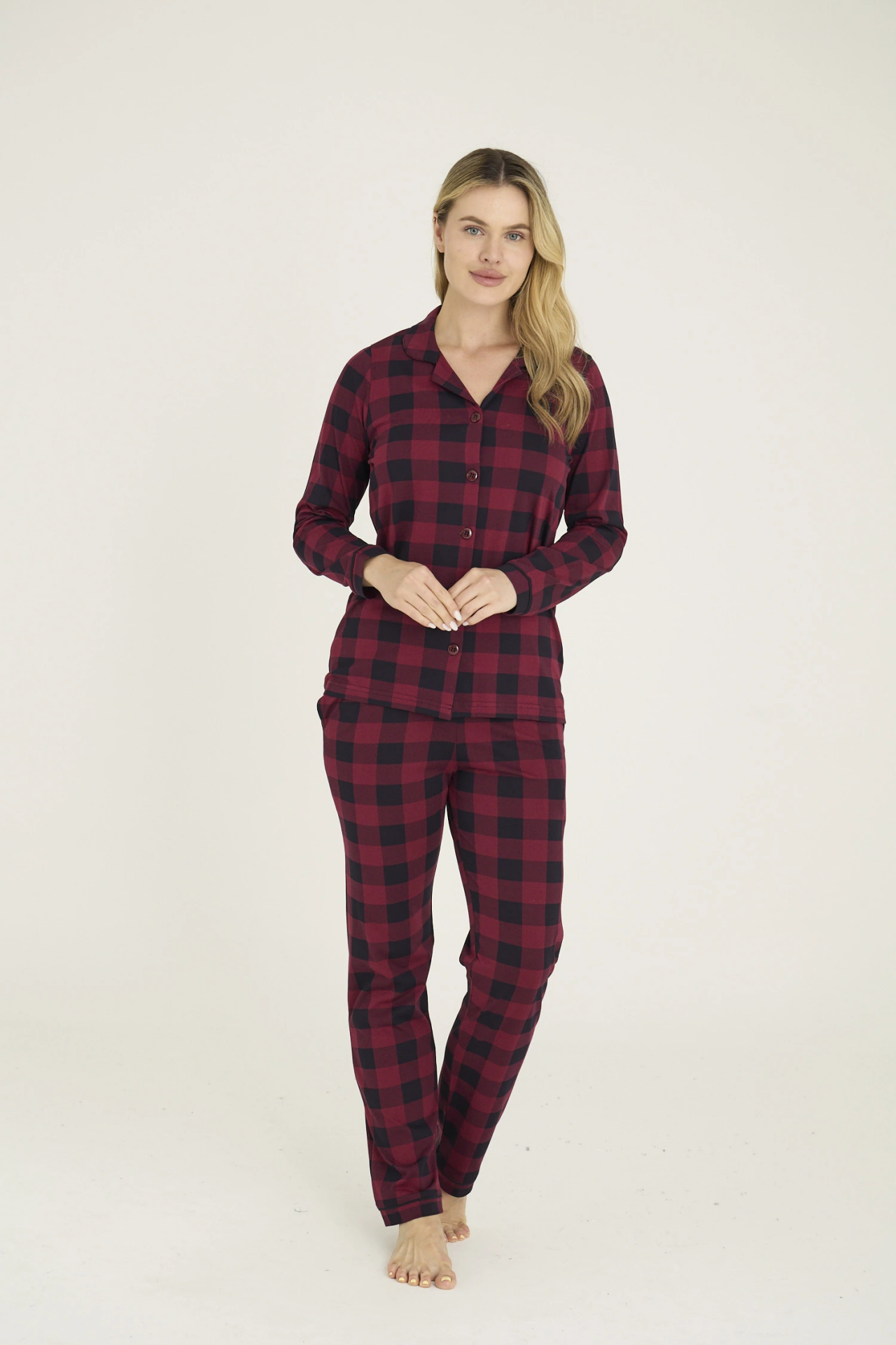 Kocabey 9209-K Kadın Apaj Yaka Pijama Takım