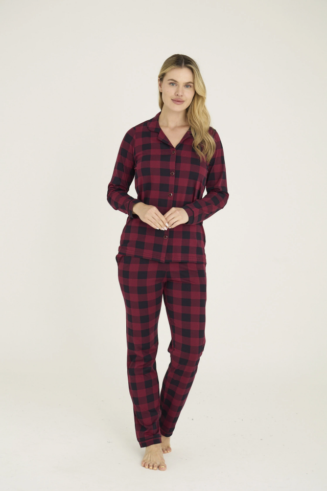 Kocabey 9209-K Kadın Apaj Yaka Pijama Takım