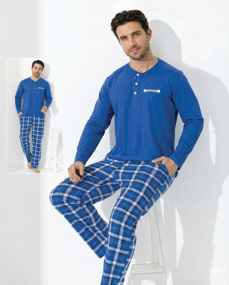 Boyraz 0645 Erkek Uzun Kol Penye Pijama Takımı