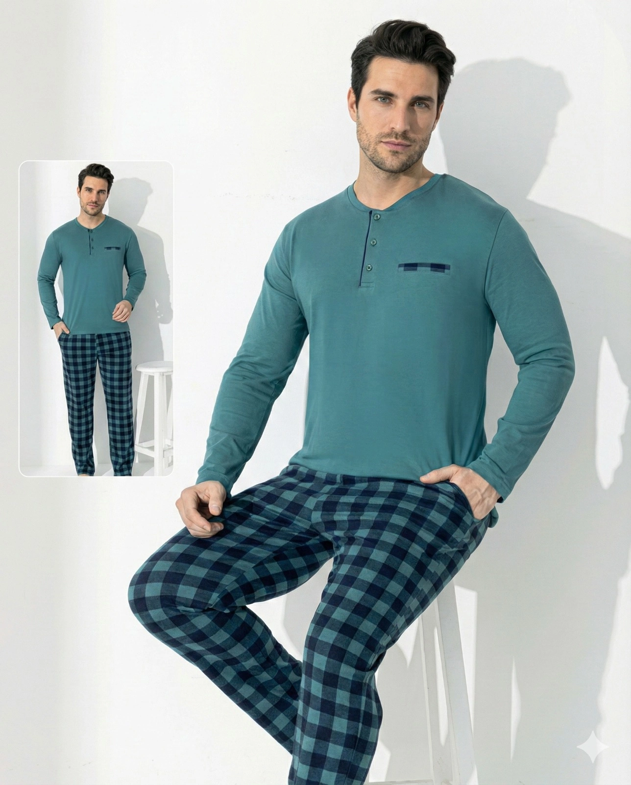 Boyraz 0689 Erkek Uzun Kol Penye Pijama Takımı