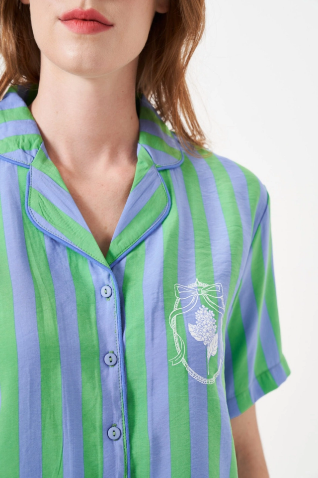 PJS 29043 Kadın Düğmeli Pijama Takımı