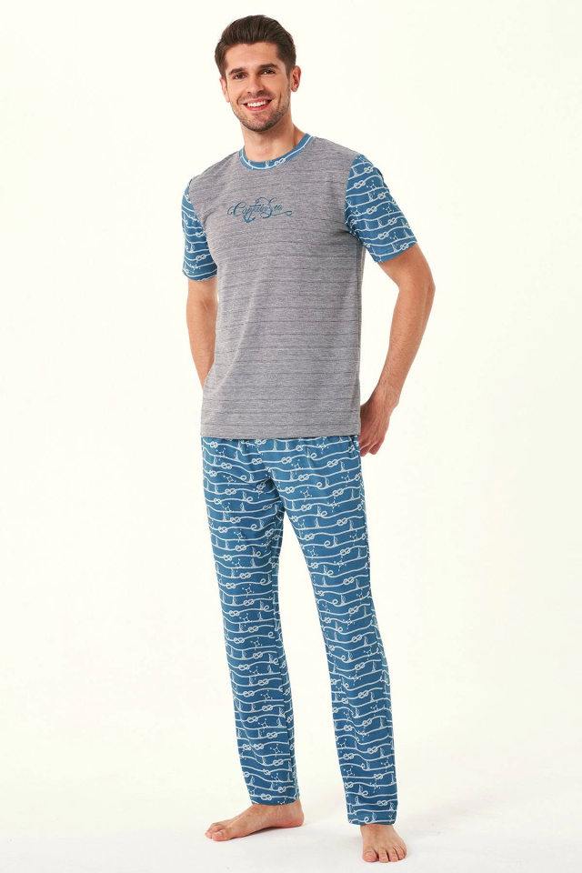 Feyza 4538 Eşli Erkek Marine İkili Pijama Takımı