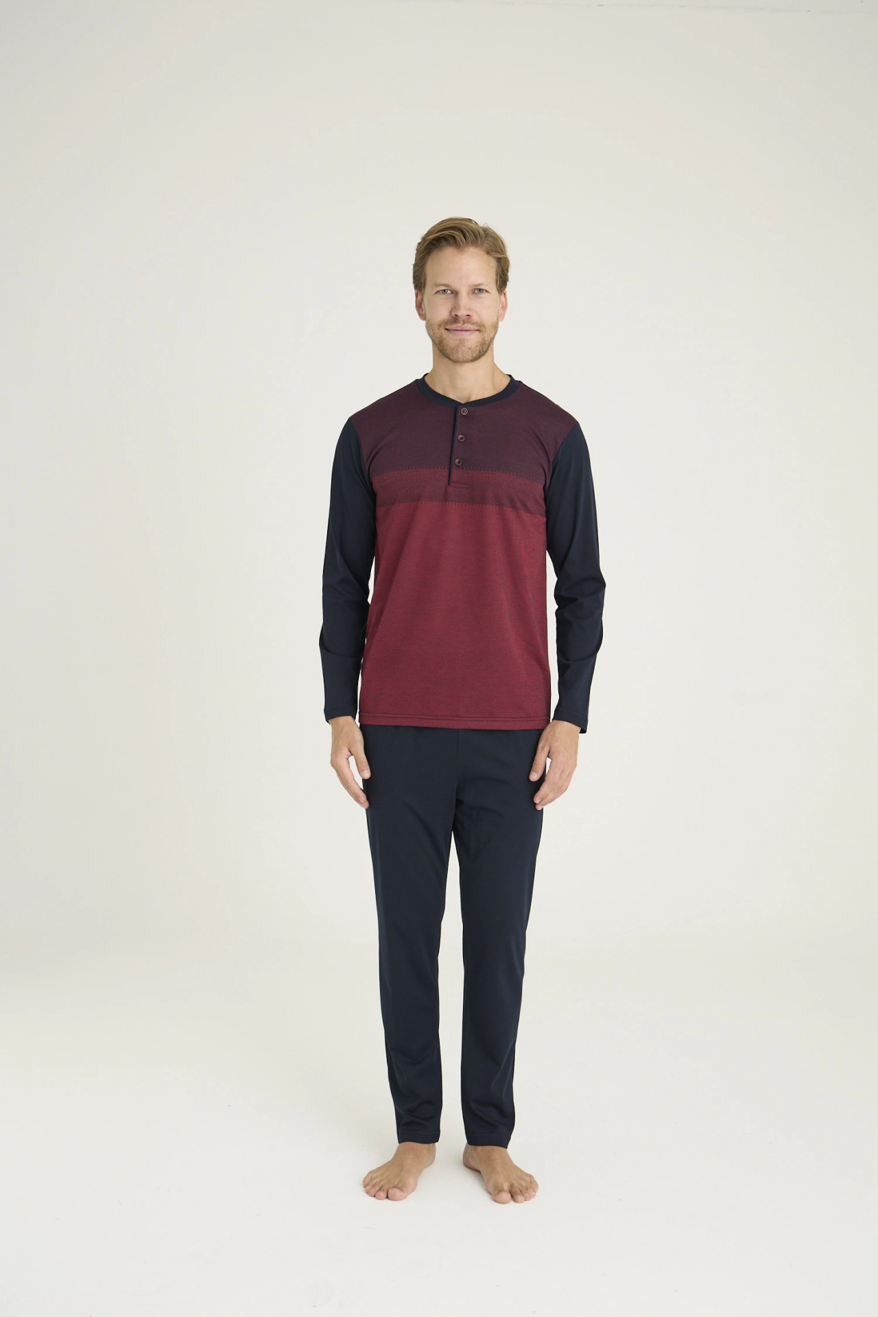 Kocabey 9218 Erkek Midi Yaka Pijama Takım