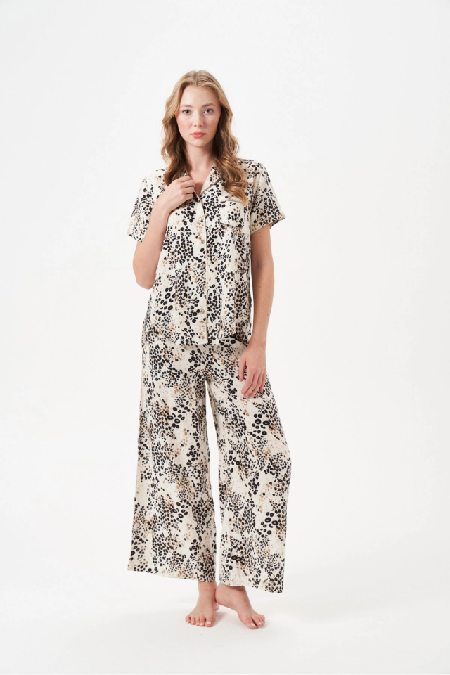 PJS 29049 Kadın Düğmeli Pijama Takım