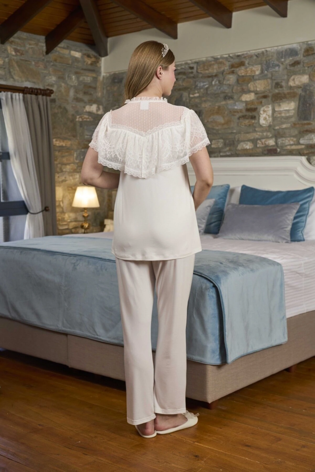 Aqua 26302 Dantel Detay Lohusa Pijama Takımı
