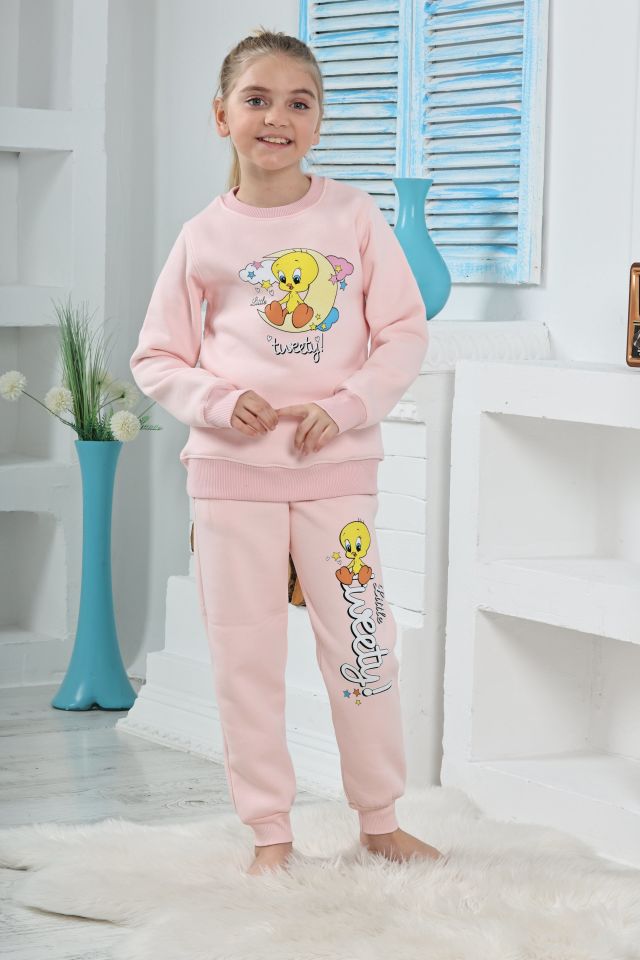 Kapitex 6181 Kız Çocuk Twety Baskılı Uzun Kol Pijama Takımı