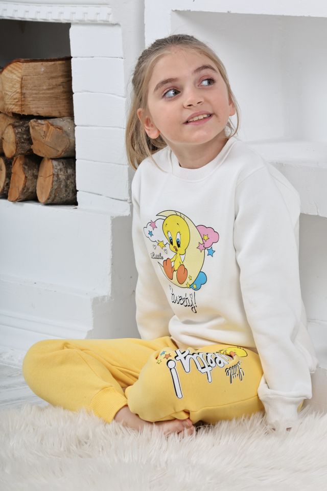 Kapitex 6182 Kız Çocuk Twety Baskılı Uzun Kol Pijama Takımı